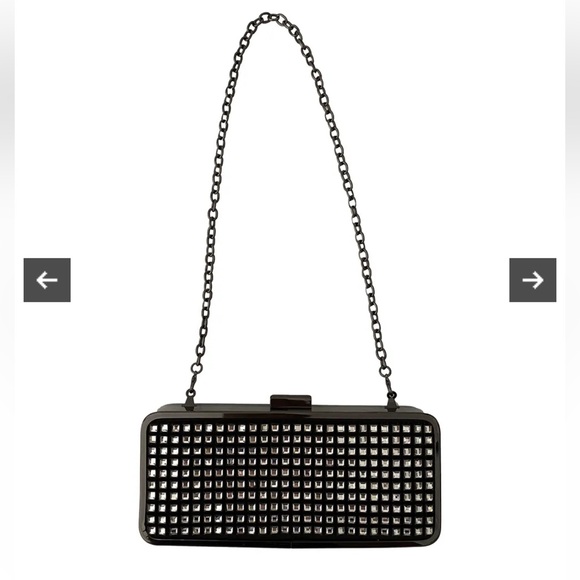 BCBGMaxAzria Black with crystals evening bag with detachable strap - Picture 1 of 8